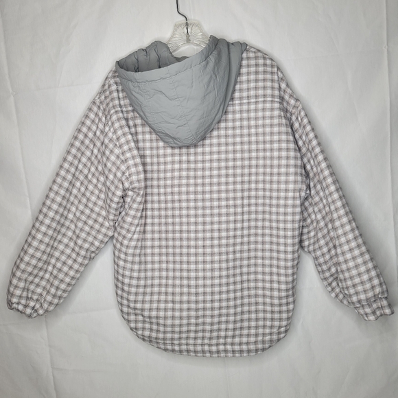 Pacsun PLAYBOY Gray Plaid Button Down Jacket with Hood - Picture 4 of 5